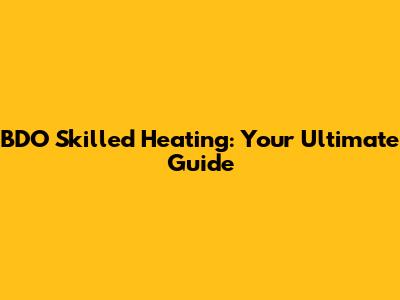 BDO Skilled Heating: Your Ultimate Guide