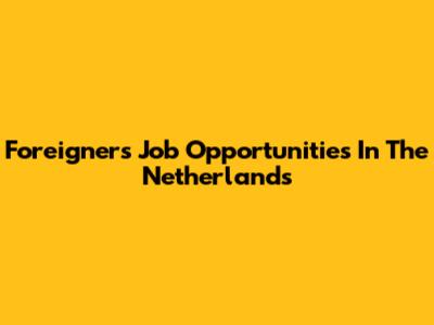 Foreigners' Job Opportunities In The Netherlands