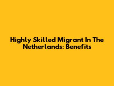 Highly Skilled Migrant In The Netherlands: Benefits