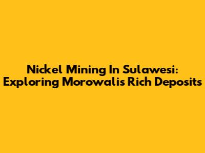 Nickel Mining In Sulawesi: Exploring Morowali's Rich Deposits