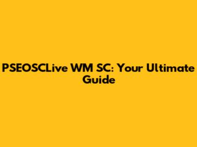 PSEOSCLive WM SC: Your Ultimate Guide