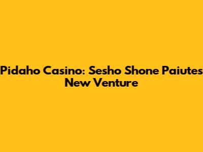 Pidaho Casino: Sesho Shone Paiute's New Venture