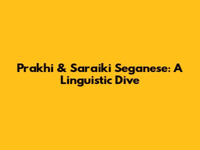 Prakhi & Saraiki Seganese: A Linguistic Dive