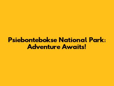 Psiebontebokse National Park: Adventure Awaits!
