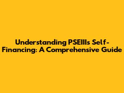 Understanding PSEIII's Self-Financing: A Comprehensive Guide