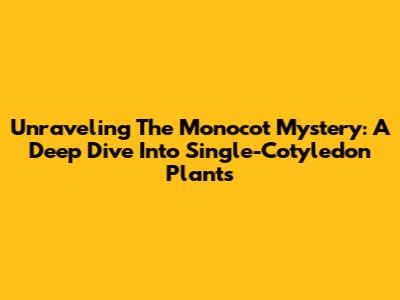 Unraveling The Monocot Mystery: A Deep Dive Into Single-Cotyledon Plants
