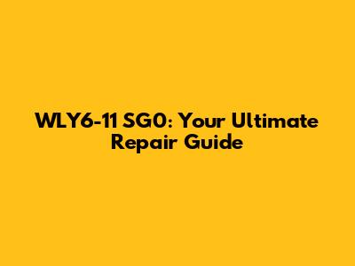 WLY6-11 SG0: Your Ultimate Repair Guide